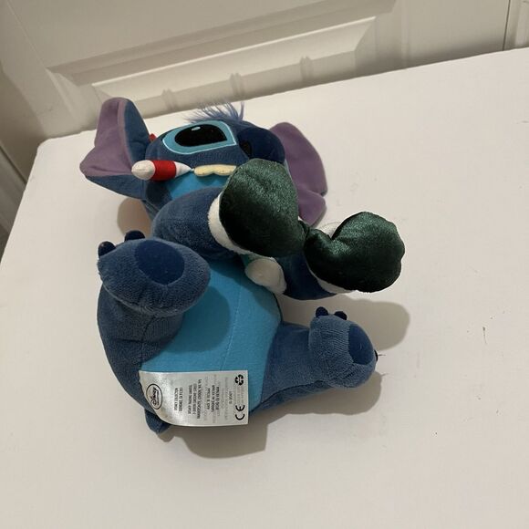 Disney Store 13” Stitch Holiday Plush Mittens Candy Cane Santa Hat Stuffed Toy - Picture 6 of 8